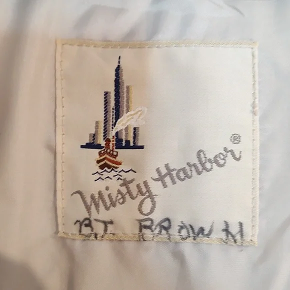 Cream & Black Vintage  Misty Harbor Mid Calf Length Trench Coat sz 14 W/ Belt - Picture 6 of 10